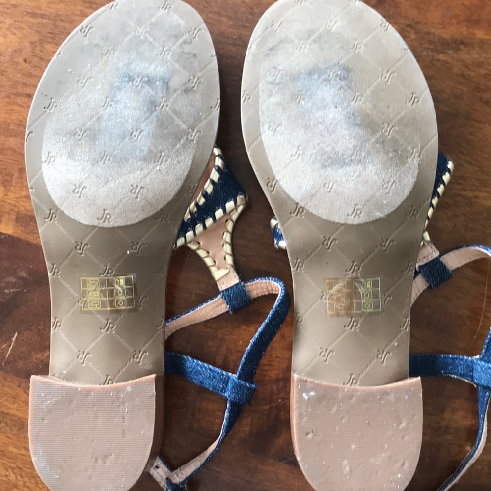 Jack Rogers denim & gold stacked heel - Picture 4 of 5